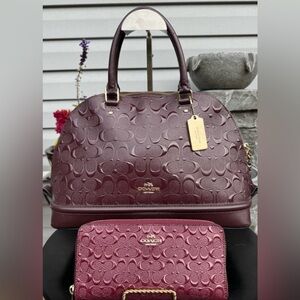 Coach Project/Rehab Maroon Embossed Satchel and Wallet Set